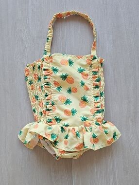 Rachel Riley Yellow Pineapple Print Girls One-Piece Swimsuit